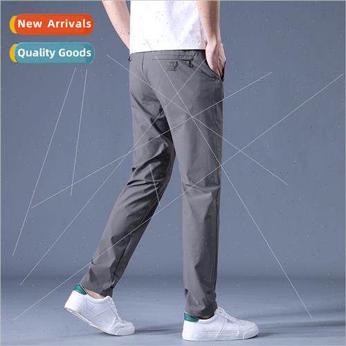 Ice silk business casual pants men 2023 summer new loose str