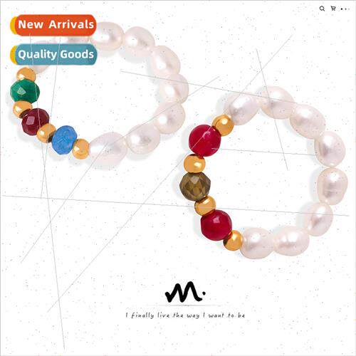 French new fashion simple natural pearl handmade beaded ring
