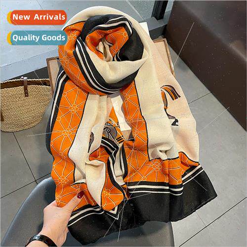 2022 fall winter new fashion cotton linen scarf female winte