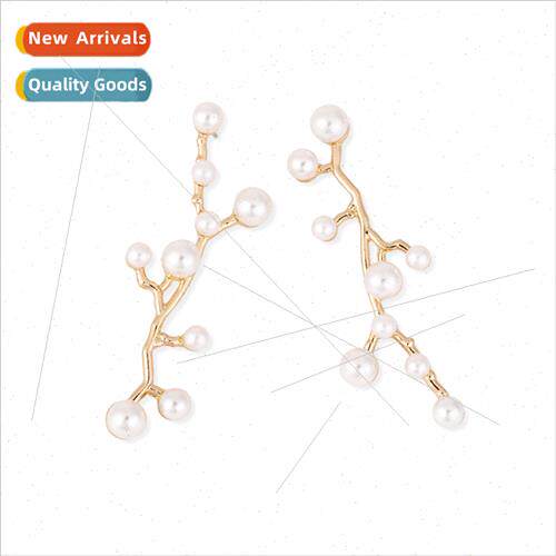 Korea personaly creative irregular gold e branch earrings si