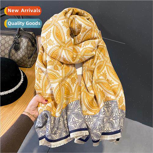 2023 Korea  new faux cashmere printing scarf female winter w