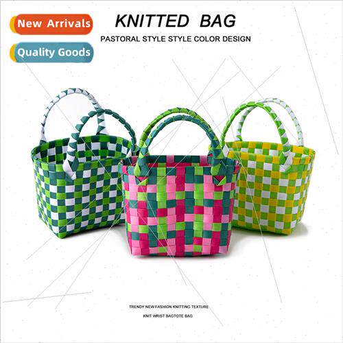 New rainbow weaving outdoor colorful lattice large capacy ve