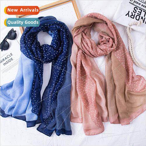H color polka dot scarf women autumn winter colorblocking kn