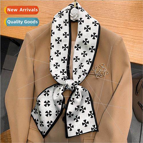 2022 Korea  new bow summer long silk scarf women hair ties d