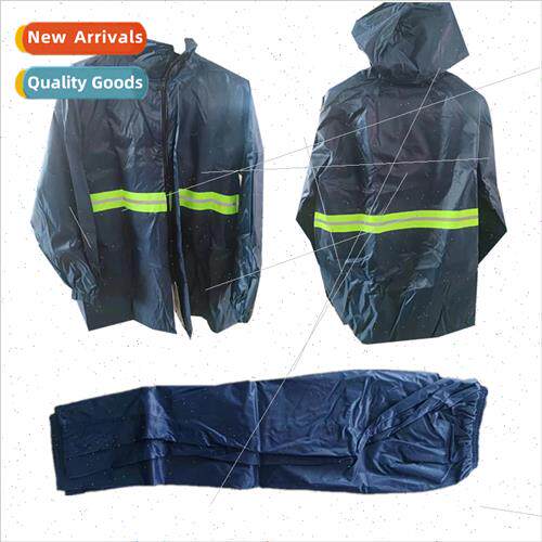 Spl Raincoat Rain Pants Hooded Set Front Back Reflective Str