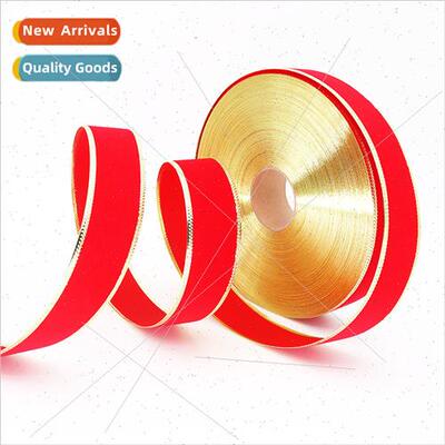 3.8/5cm Red Flocking Christmas Bow Ribbon  Bags Decoration R
