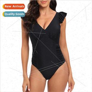 sexy swimsu ruffles neck plain piece one new 2023