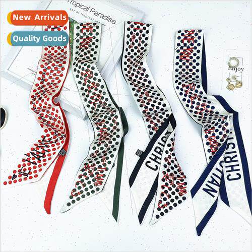 Letter polka dot small silk scarf hair ribbon women ~ summer