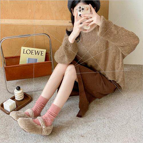 Winter Japanese thickened solid color vertical pattern wool