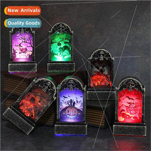 Halloween tombstone dress up props LED light-up skeleton tom