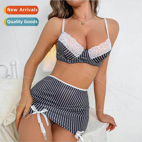 New INS bra sexy lingerie black striped lace lace splicing i