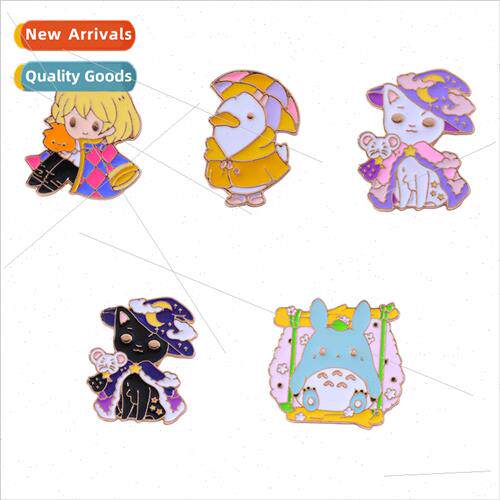 animal alloy brooch cartoon cute magic black wizard cat Hall