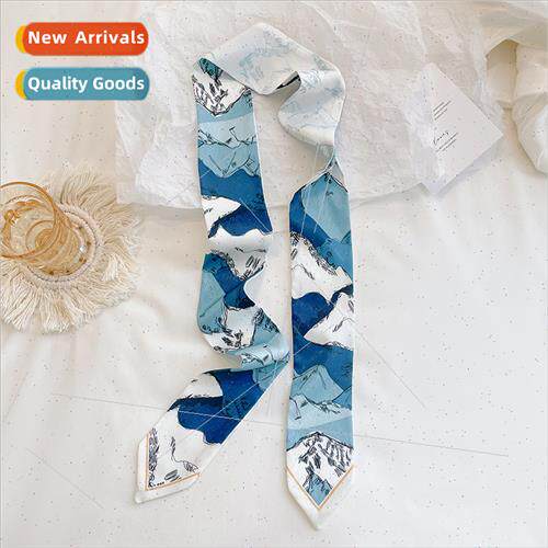 New Korea double-sided oil painting silk scarf long silk sca