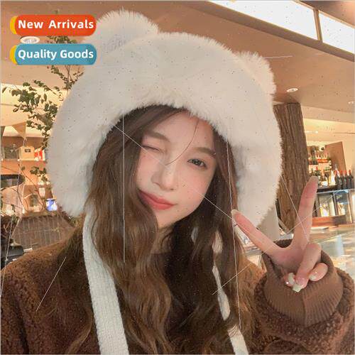 Autumn winter plush bear hat female new cute students thicke