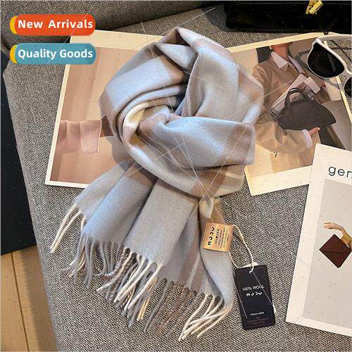 Wool plaid scarf women fall winter 2023 new high-level sense