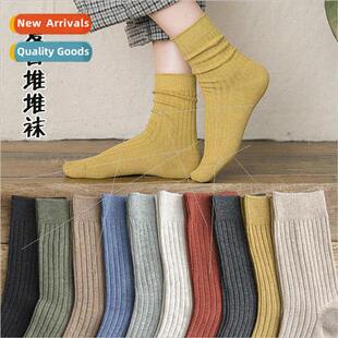 and mid solid simple winter autumn socks calf womens Socks