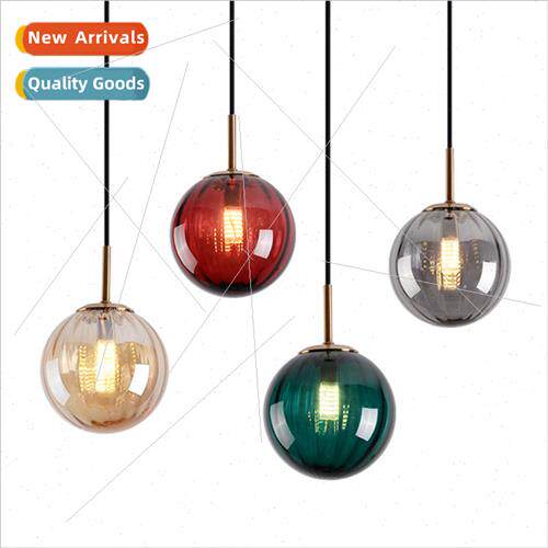 ght luxury post-modern minimalist stained glass orb chandeli