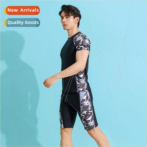 Mens swimsu spl two-piece sports short-sleeved large size fi