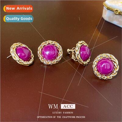 Earrings silver pin round metal chain earrings wh women