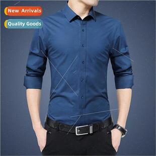 long sleeved casual shirt fall men elastic 2023 whe