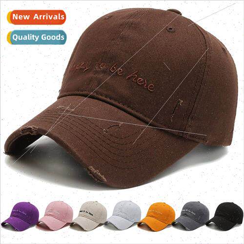 Korea  ins washed do old broken hole baseball cap female sun