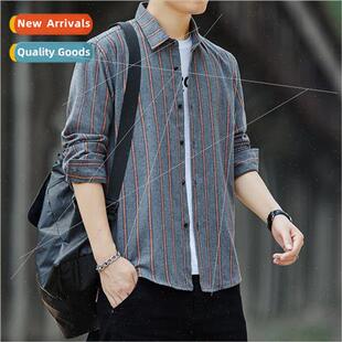 men ver long Korea casual shirt plaid sleeved shirts Men