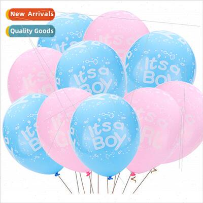 12 inch full print boys girls balloon pink blue baby full mo