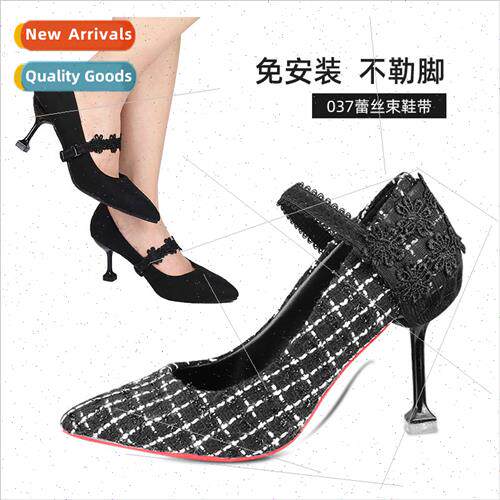 High-heeled shoes sexy lace lazy free installation anti-drop