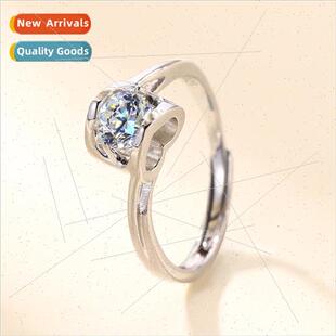 Angel Kiss D color moissanite silver ring female niche fashi