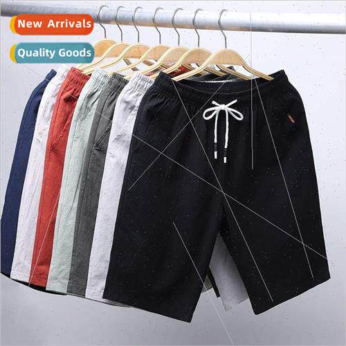 Shorts men beach pants summer boys cotton imation linen five