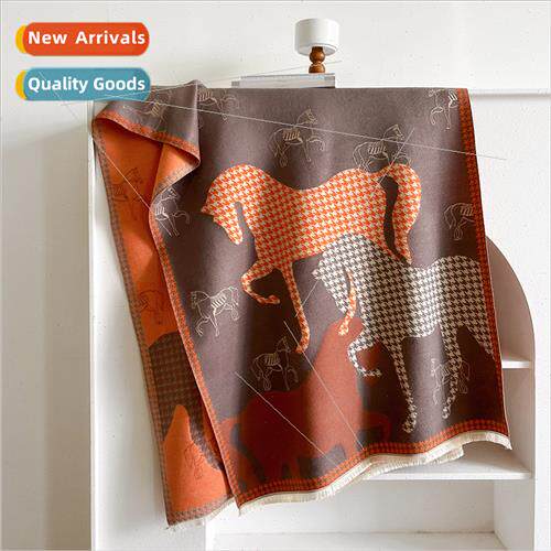 Faux cashmere scarf women autumn winter Korea  classic horse