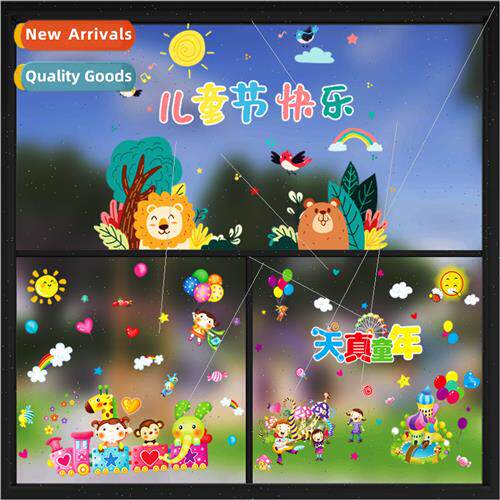 Children holiday decoration cartoon glass window stickers ki