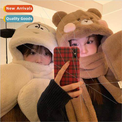 Cute cartoon big eyes repair dog ears plush hat new hat scar
