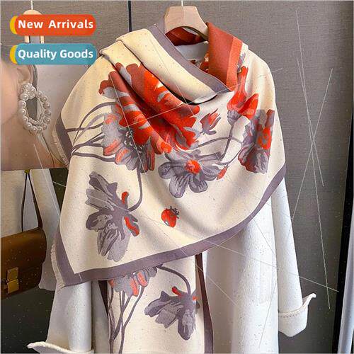 2023 new Korea  double-sided printing faux cashmere scarf fe