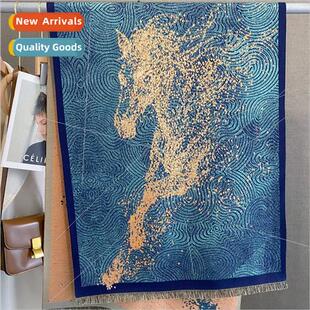 female fashion air use dual scarf cashmere faux pony Retro