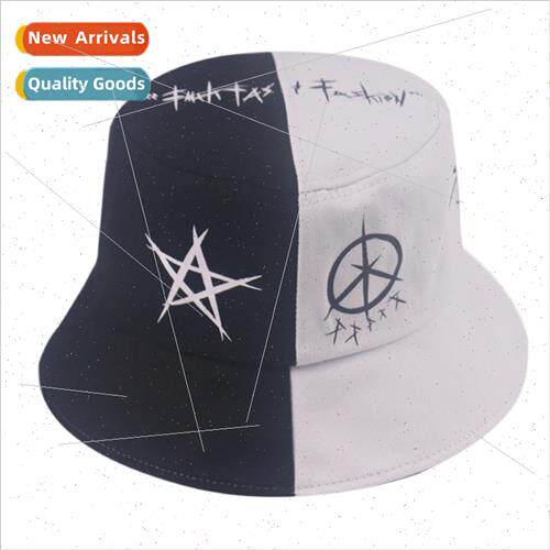 Korea  autumn star pentagram hat men women graffi black whe