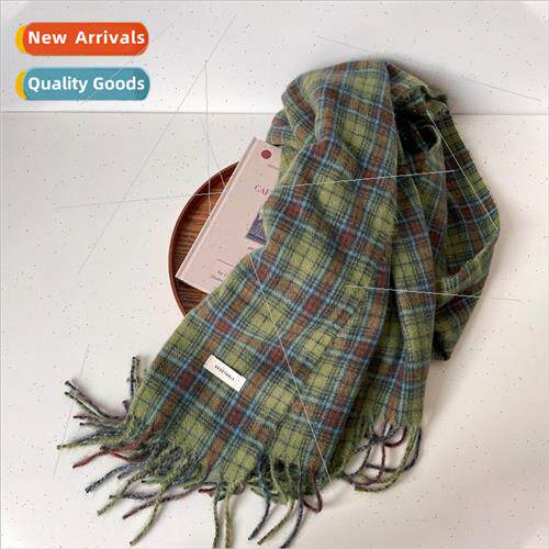 2023 fall winter new scarf female Korea green plaid shawl se