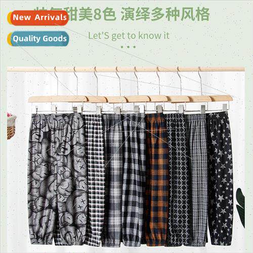 2022 casual pants new fashion de tide plaid drawstring pants