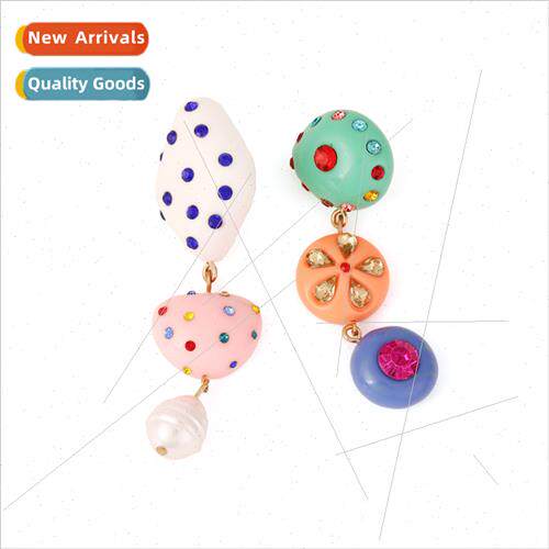 ZA asymmetric colorful long geometric resin earrings in exag
