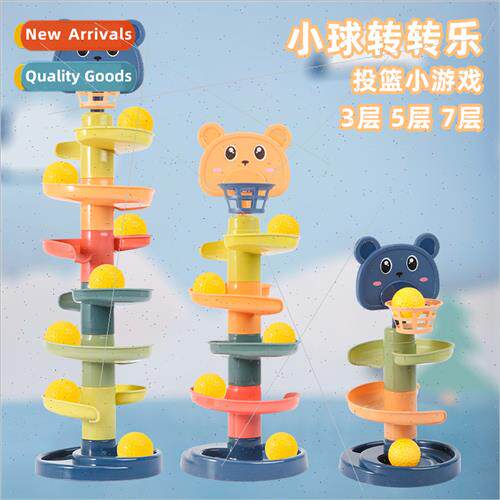 Children rainbow shooting track spinning fun rolling ball to