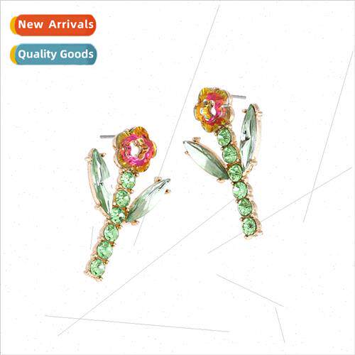 Personalized ins colorful five-petal flower earrings super f