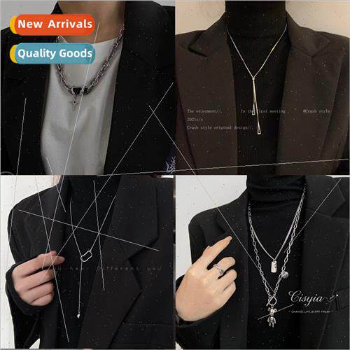 Koreafall winter letters bear pendant sweater chain necklace