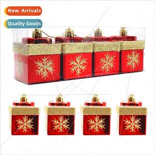 ball set plastic shaped snowflake Christmas square box 5cm