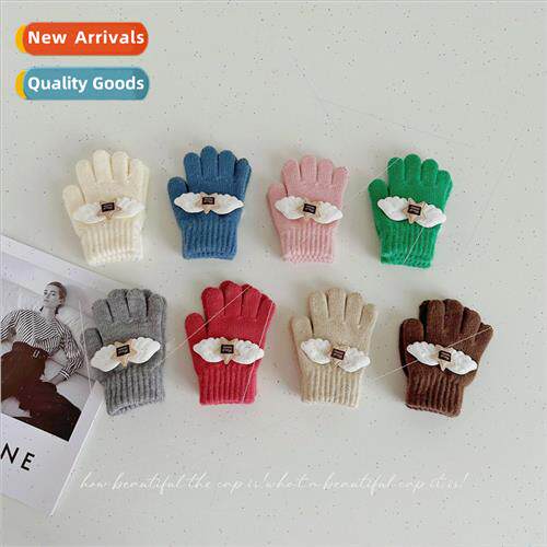 Wings children woolen gloves girls cute five finger Korea  a