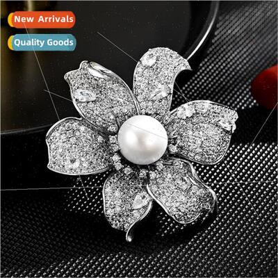 High-grade elegant sunflower full zirconium brooch anti-glar