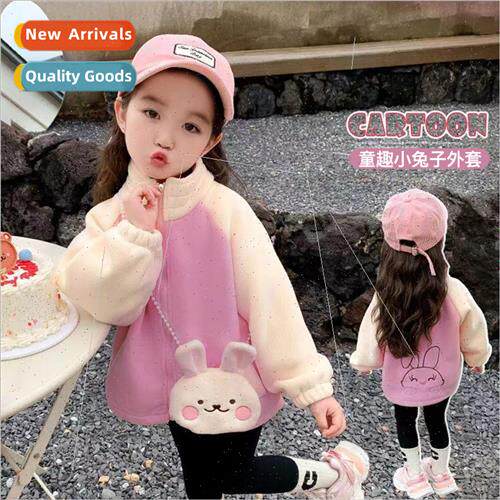 Winter new children padded warm embroidered bunny jacket sma