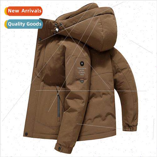 Outdoor workwear down jacket men short hooded 2023 winter ne