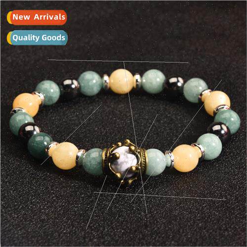 2023 New Charms Men Bracelet Green Cloud Topaz Alloy Crown H