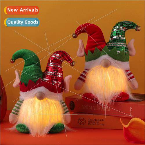 New Christmas decorations elf hat faceless doll wh lights li