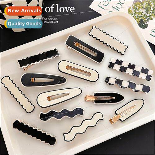 Checkerboard grid hair clips side no trace hairpin female ba